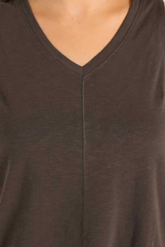 Chocolate Brown Premium Cotton Vest Top detail 3
