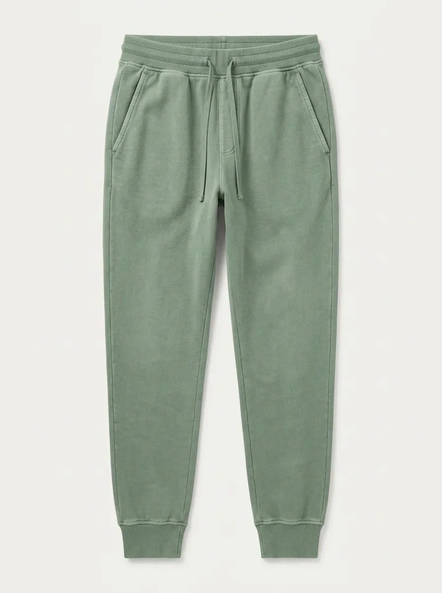 Unisex Sage Green Solid Color Drawstring Jogger Pants