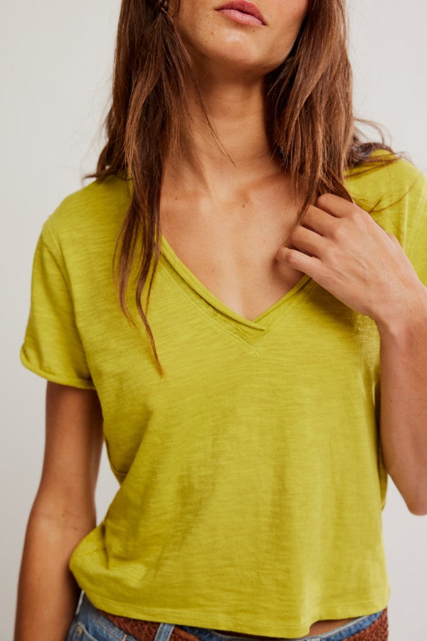 Light Pink V-Neck Short Sleeve Tee