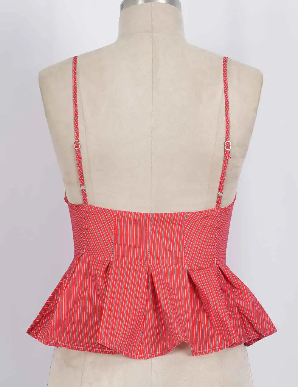 Chic Spaghetti Strap Button Front Peplum Cami Top