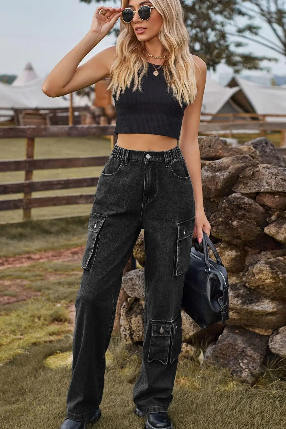 Easy Loose Fit Pocketed Denim Jeans