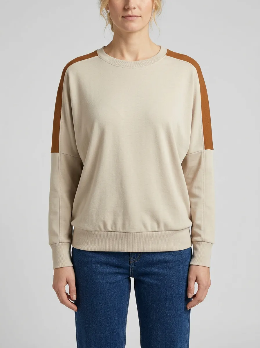 Women's Shoulder-Panel Colorblock Crew-Neck Sweatshirt