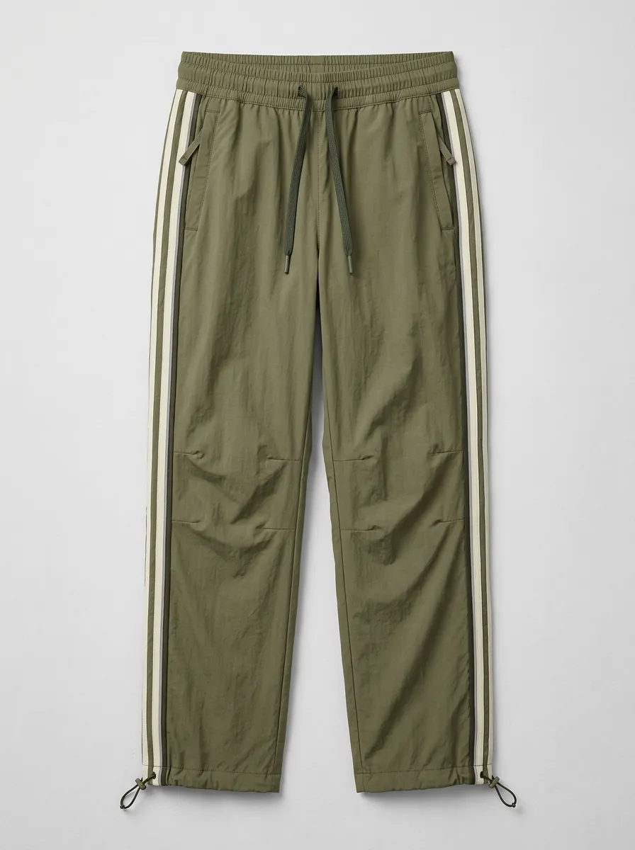 Women's Activewear Olive Green Side Stripe Printed Jogger Pants