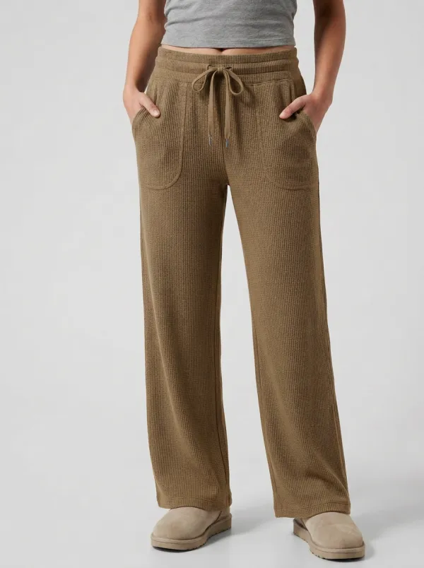 Women's Waffle Knit Drawstring Casual Lounge Pants