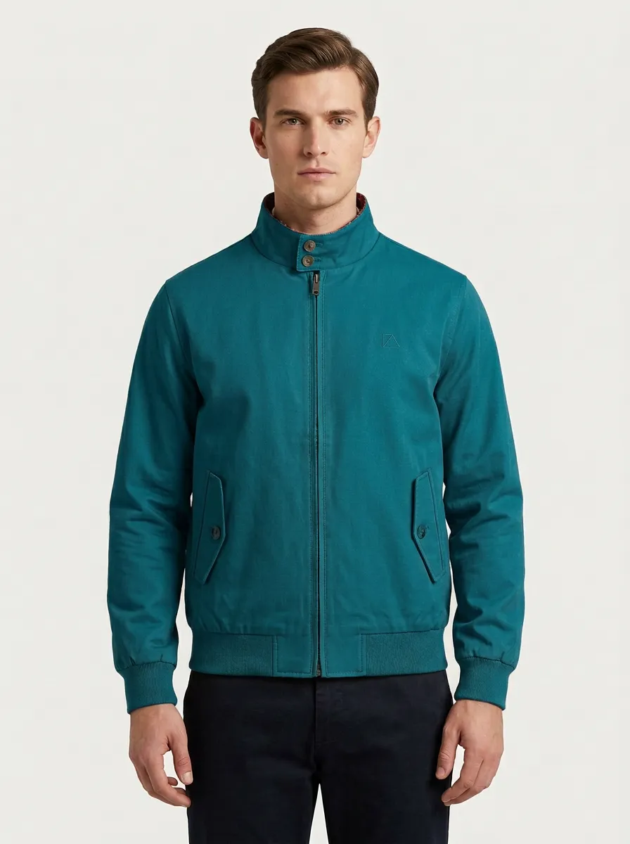 Men's Casual Minimalist Tan Stand Collar Zip-Up Jacket