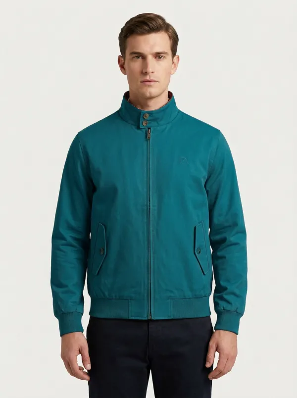 Men's Casual Minimalist Tan Stand Collar Zip-Up Jacket