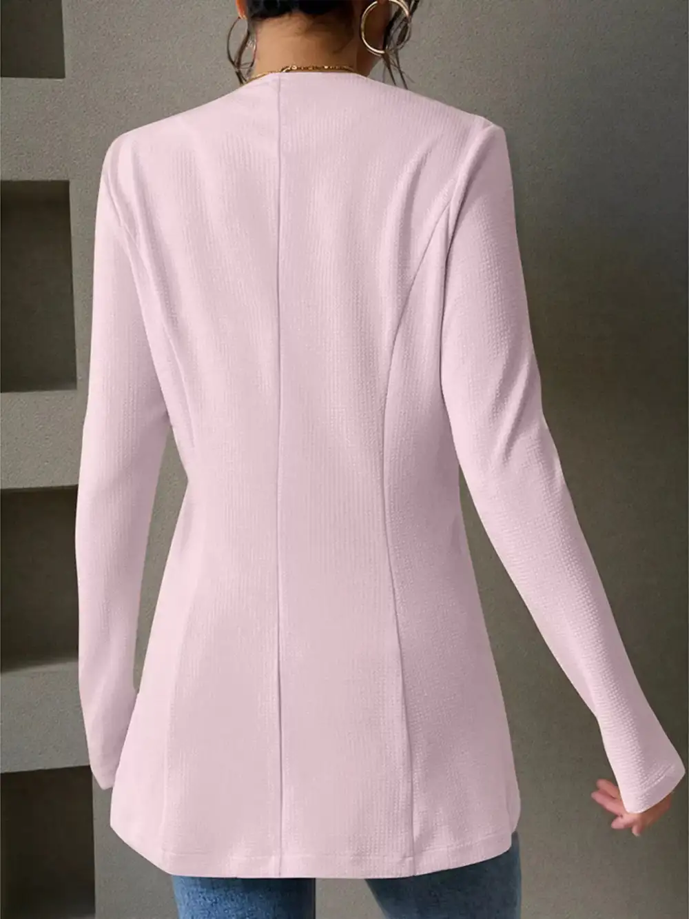 Unlined One Button Long Sleeve Blazer