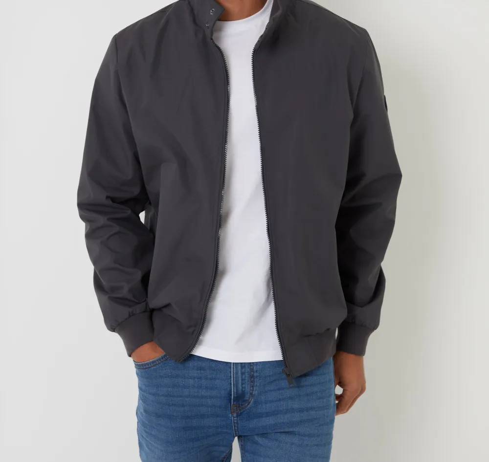 Charcoal Gray Water-Resistant Funnel-Neck Zip Jacket