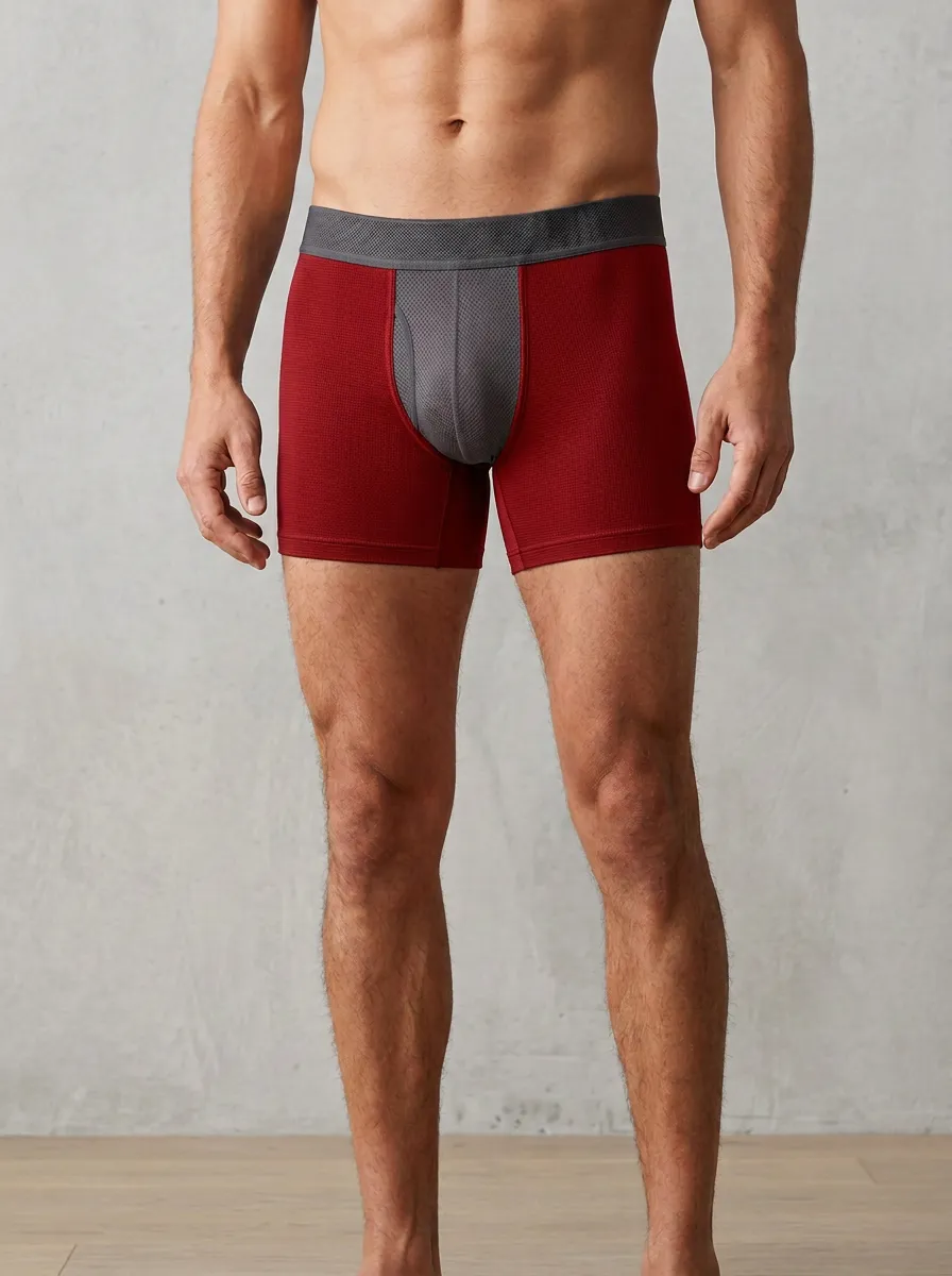 Men's Burgundy Textured Boxer Briefs
