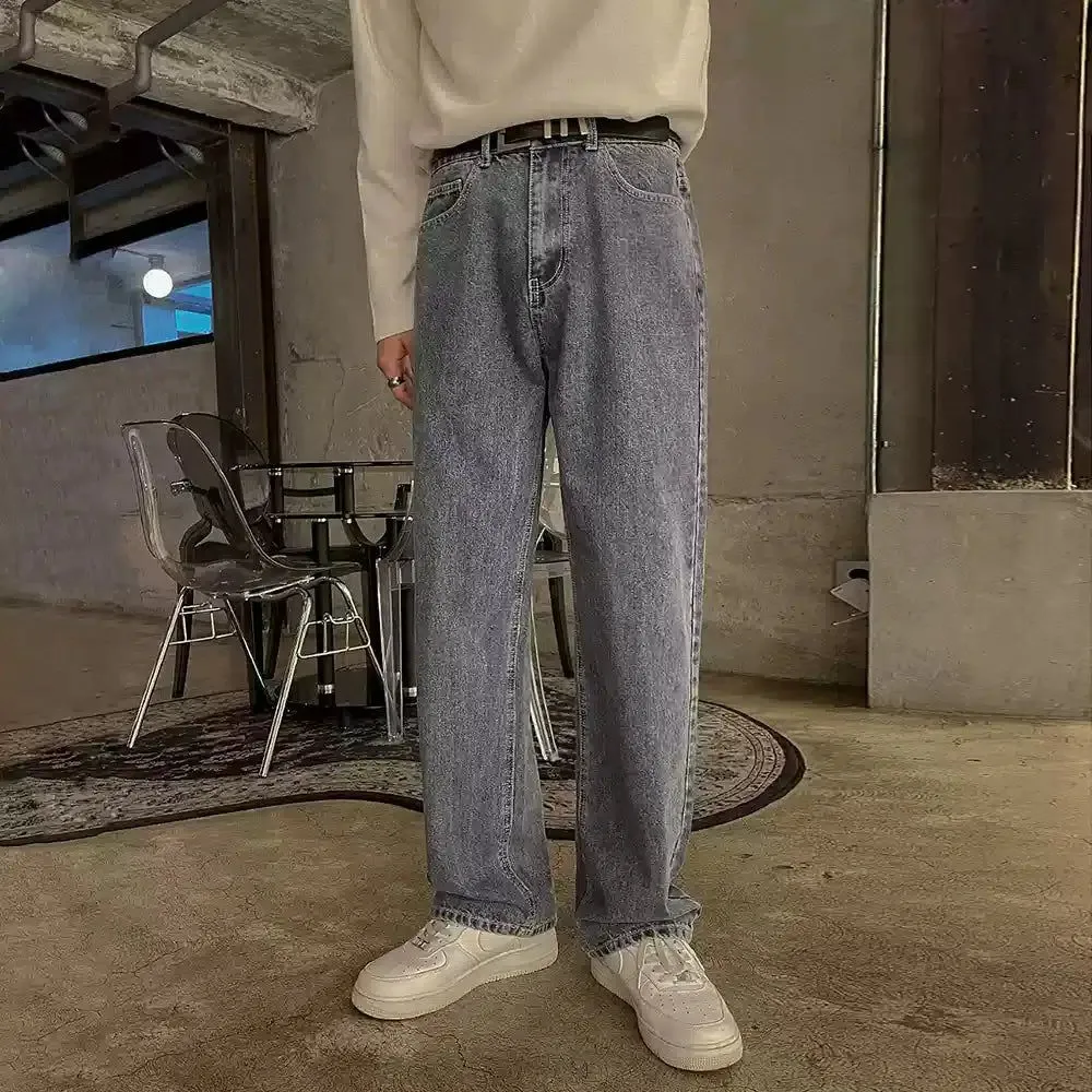 Stone Washed Straight Fit Jeans
