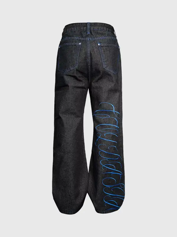Straight-Leg Embroidered Jeans