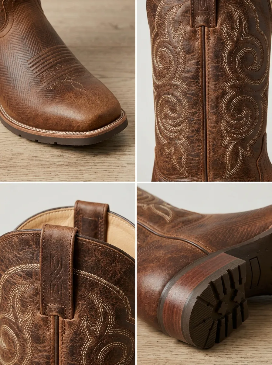 Men's Western Brown Embroidered Western Cowboy Boots
