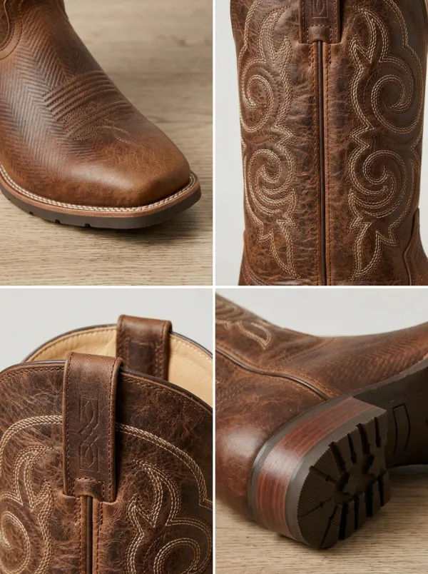 Men's Western Brown Embroidered Western Cowboy Boots