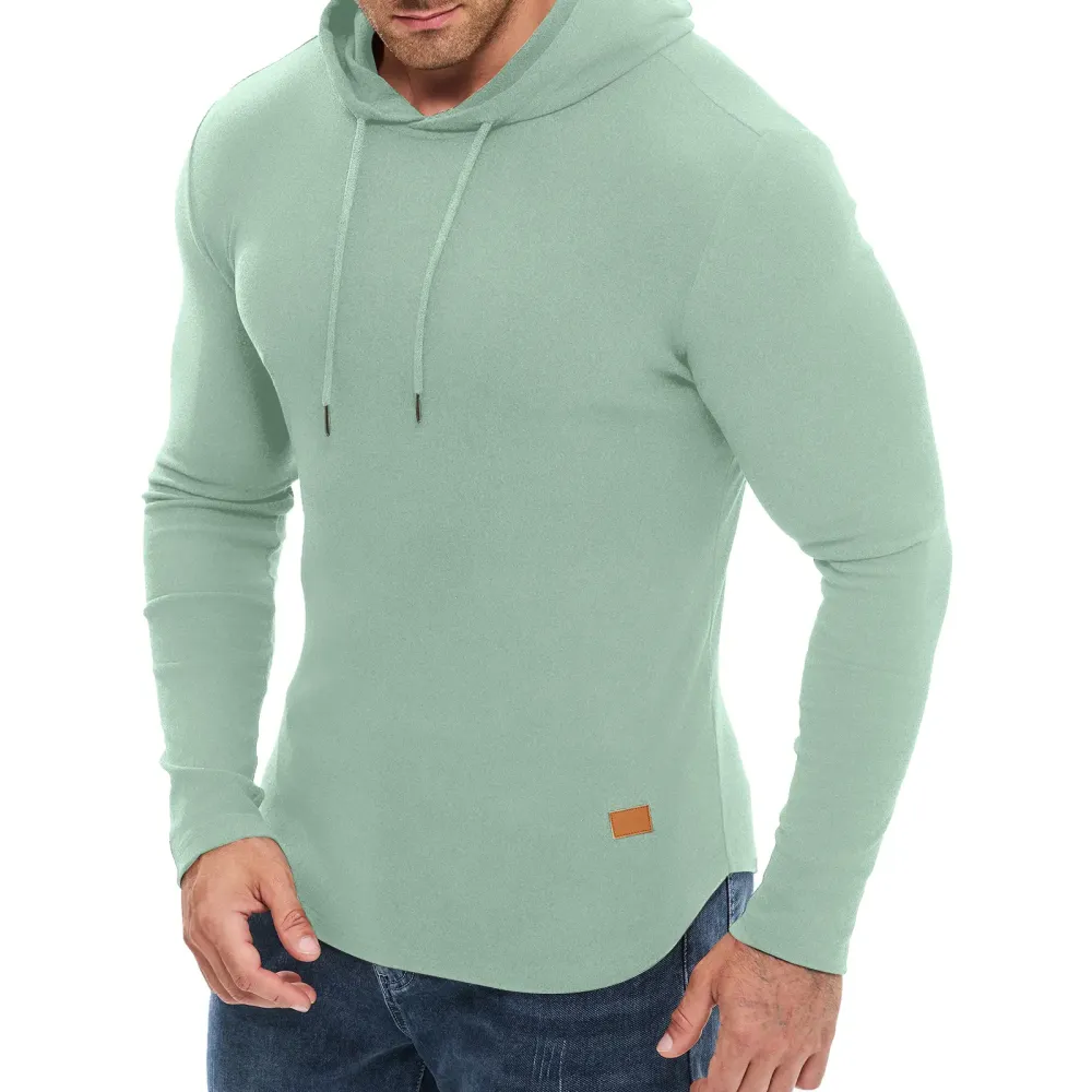 Men's Fashion Fleece-Lined Long-Sleeve Hooded Sweatshirt Pullover