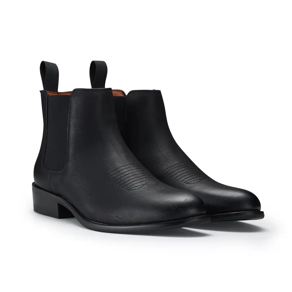 Faux-Leather Embossed Slip-On Chelsea Boots