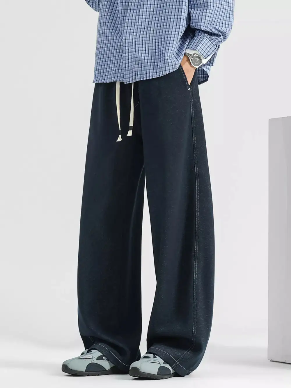 Men’s Plus Size Drawstring Wide Leg Jeans
