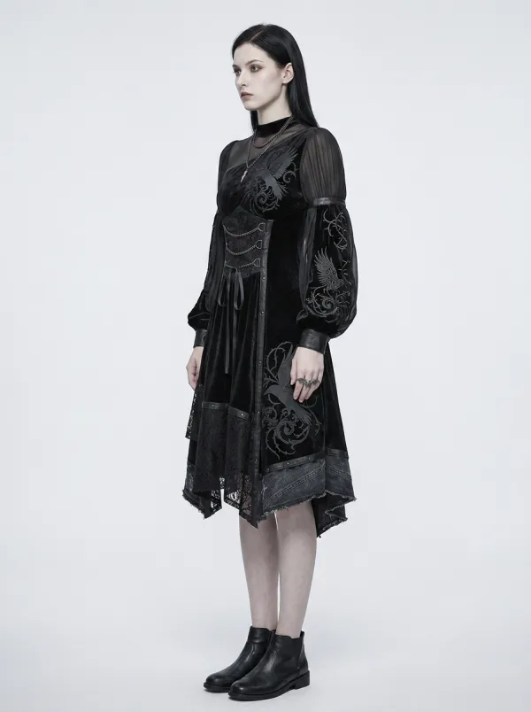 Women's Gothic Raven Floral Corset Printed Top
