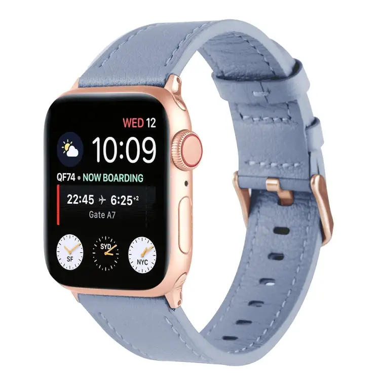 Genuine Leather Watch Band for Watch Ultra 49 mm / Series 8 & 7 45 mm / SE 2 & 6 & SE & 5 & 4 44 mm / 3 & 2 & 1 42 mm - Pink Cyan