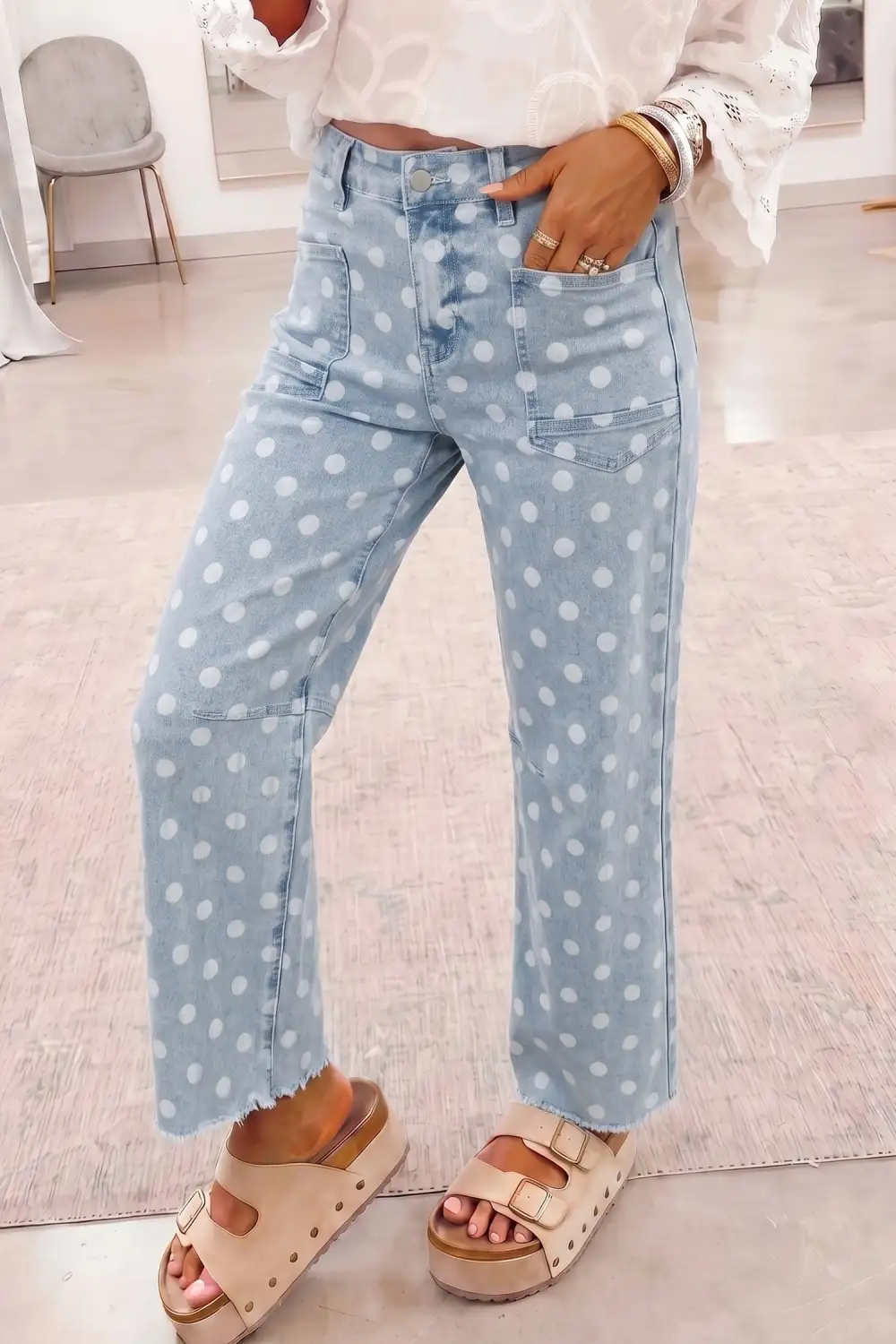 Women's Polka Dot Slim Fit Jeans