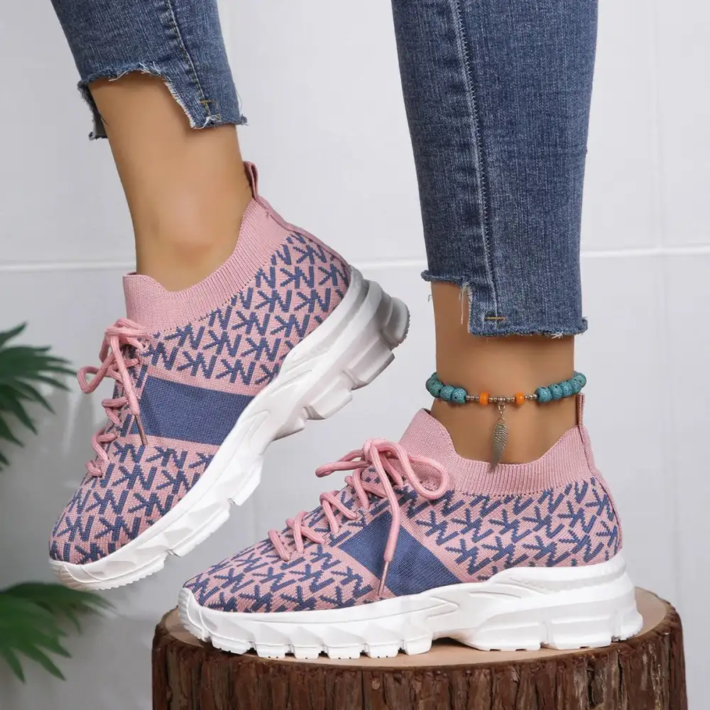 Round Toe Lace-Up Sneakers