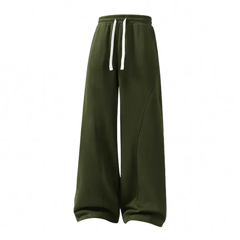 Men's solid-color drawstring trousers with curved hems—casual and comfortable, featuring a relaxed fit suitable for all seasons.