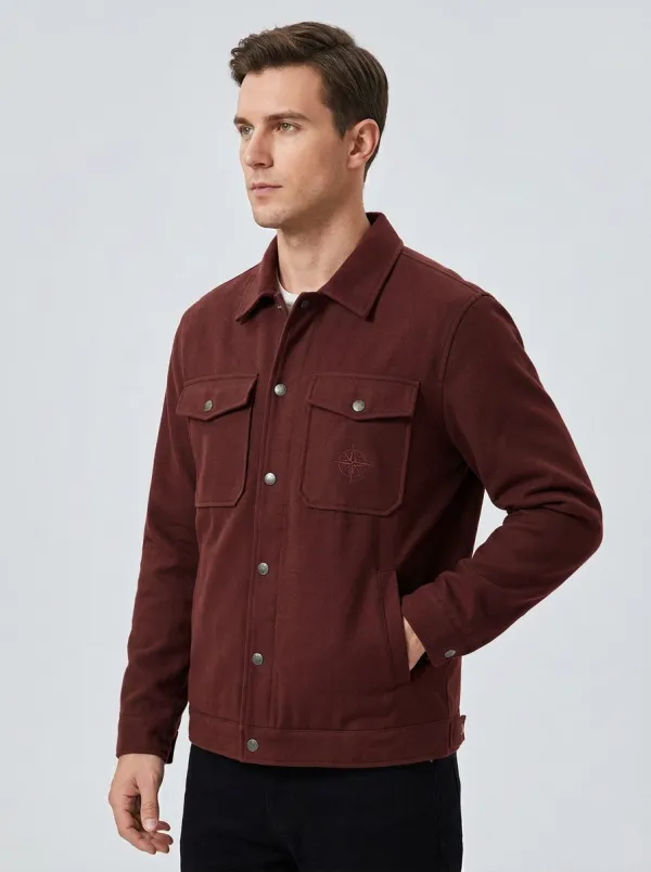 Men's Outdoor Adventure Compass Embroidered Olive Green Jacket