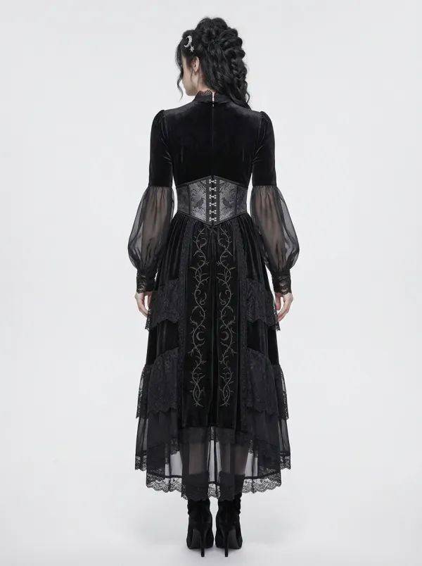 Dark Romantic Moon Vine Velvet Gothic Edit Women's Gothic Dress