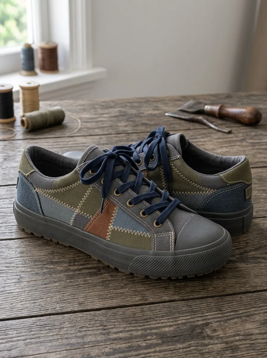 Men's Vintage Patchwork Stitched Canvas Sneakers