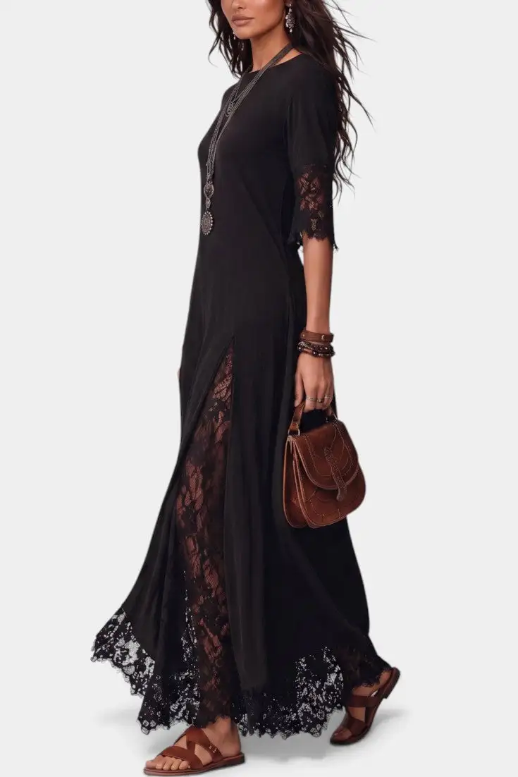 Floral-Lace Floral Maxi Dress