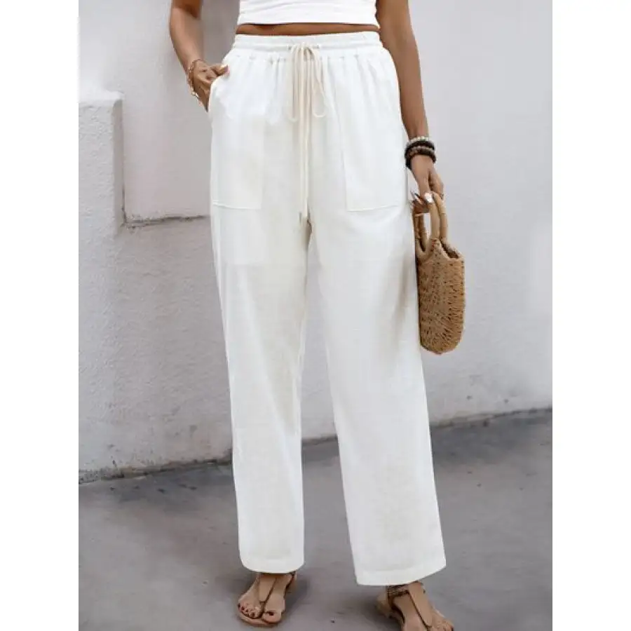 Drawstring Wide Straight Pants