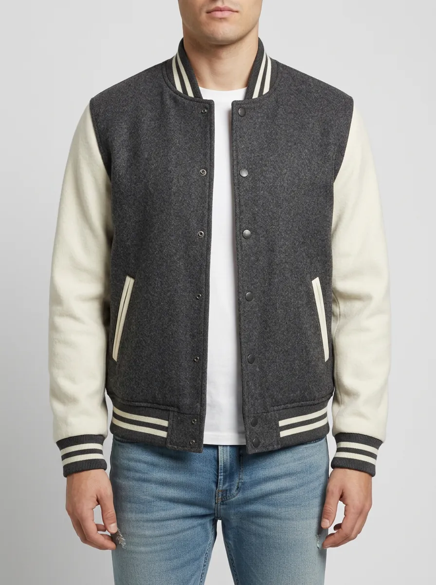Men's Classic Two-Tone Wool Baseball Jacket