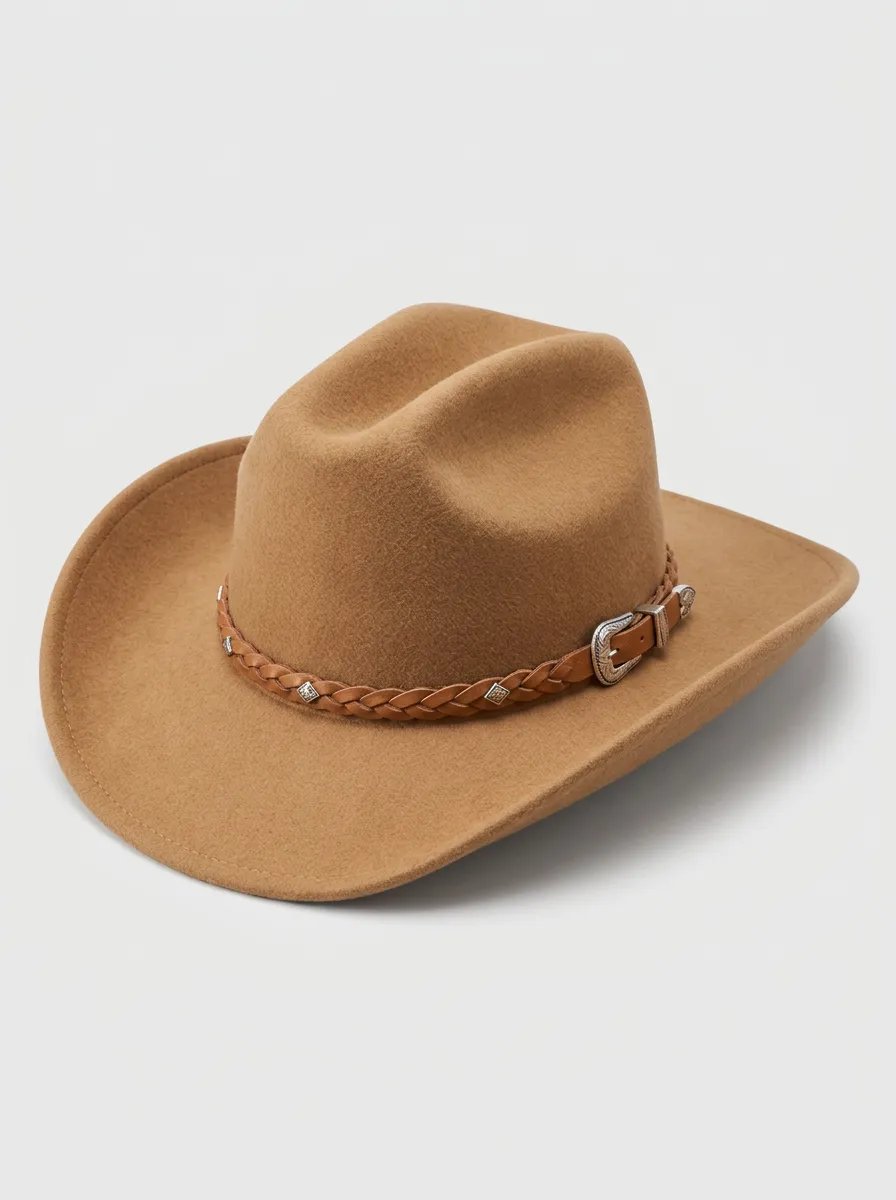 Understated Earth Tone Cowboy Hat with Leather Band