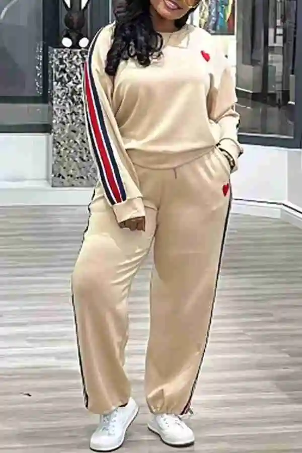 Colorblock Drawstring Round Neck Pant Set