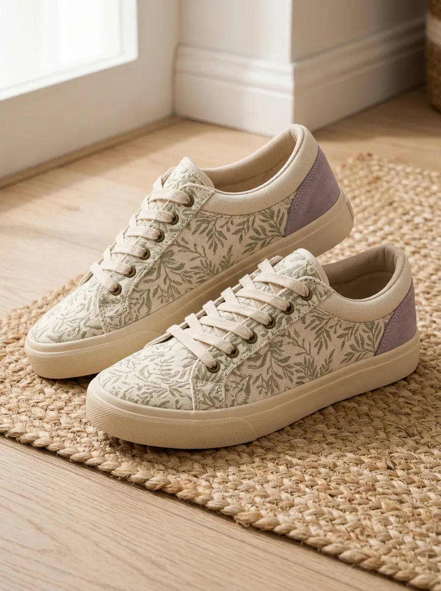 Women's Botanical Leaf Pattern Artisan Skate Shoes