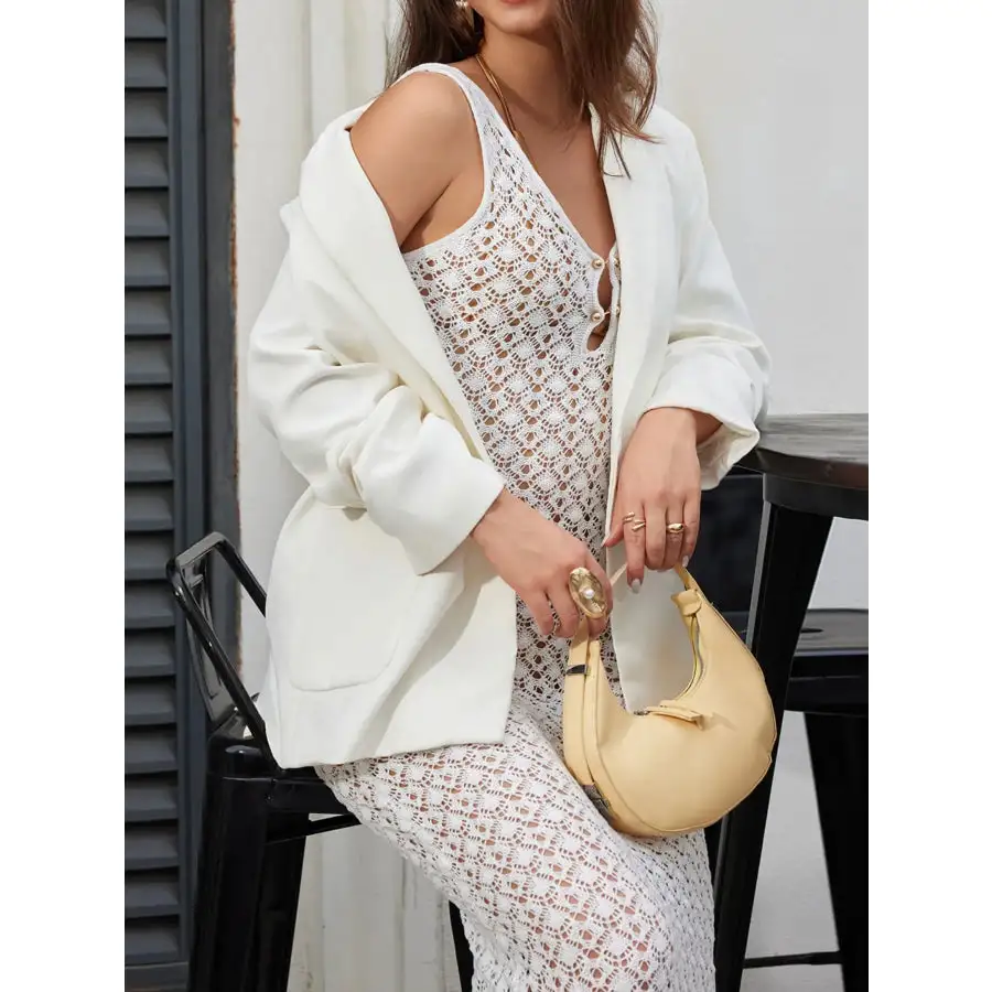 Lace Crochet V Neck Sleeveless Maxi Dress