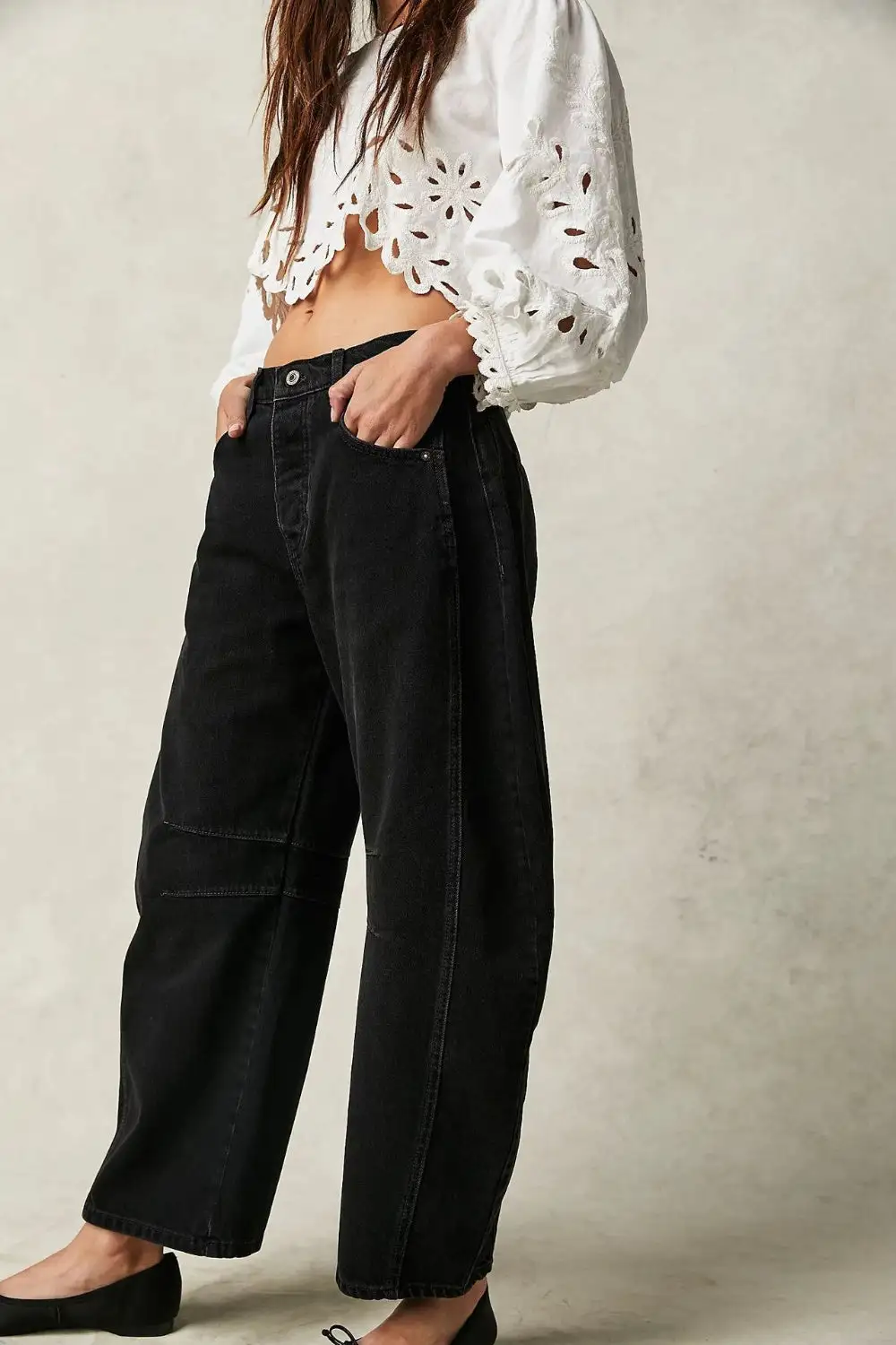 Tiered Relaxed Fit Denim Jeans