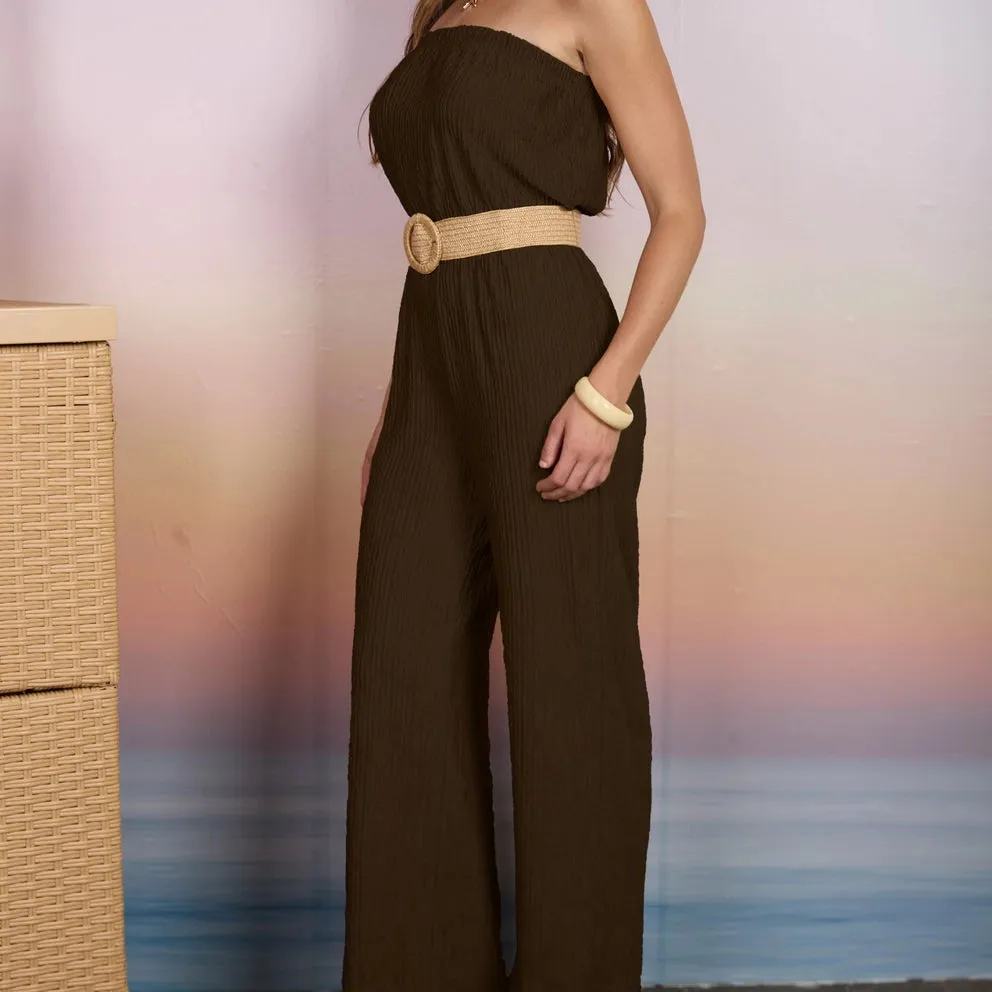Strapless Belted Jumpsuit