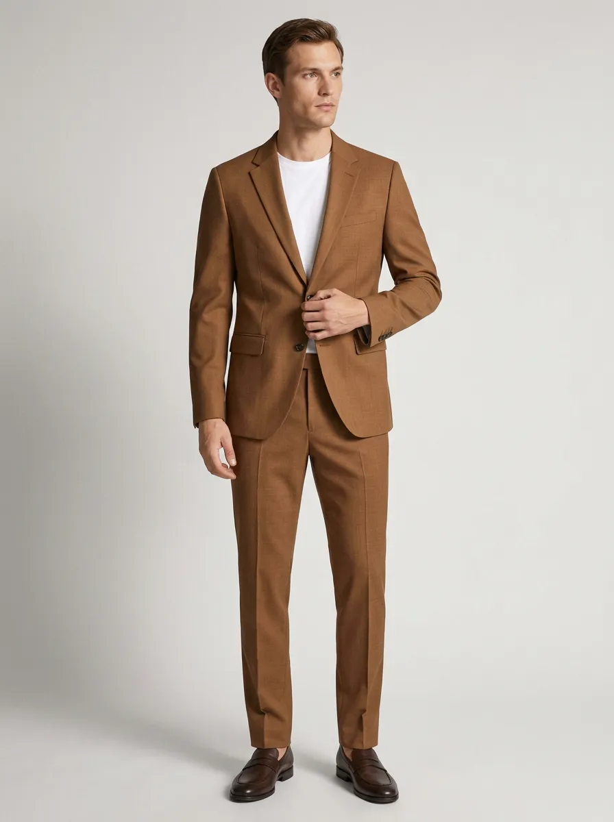 Men's Tobacco Tailored Two-Button Suit