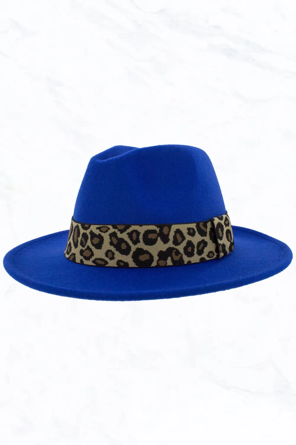 Retro Flat Big Brim Fedora Jazz Hat Wide Leopard Belt