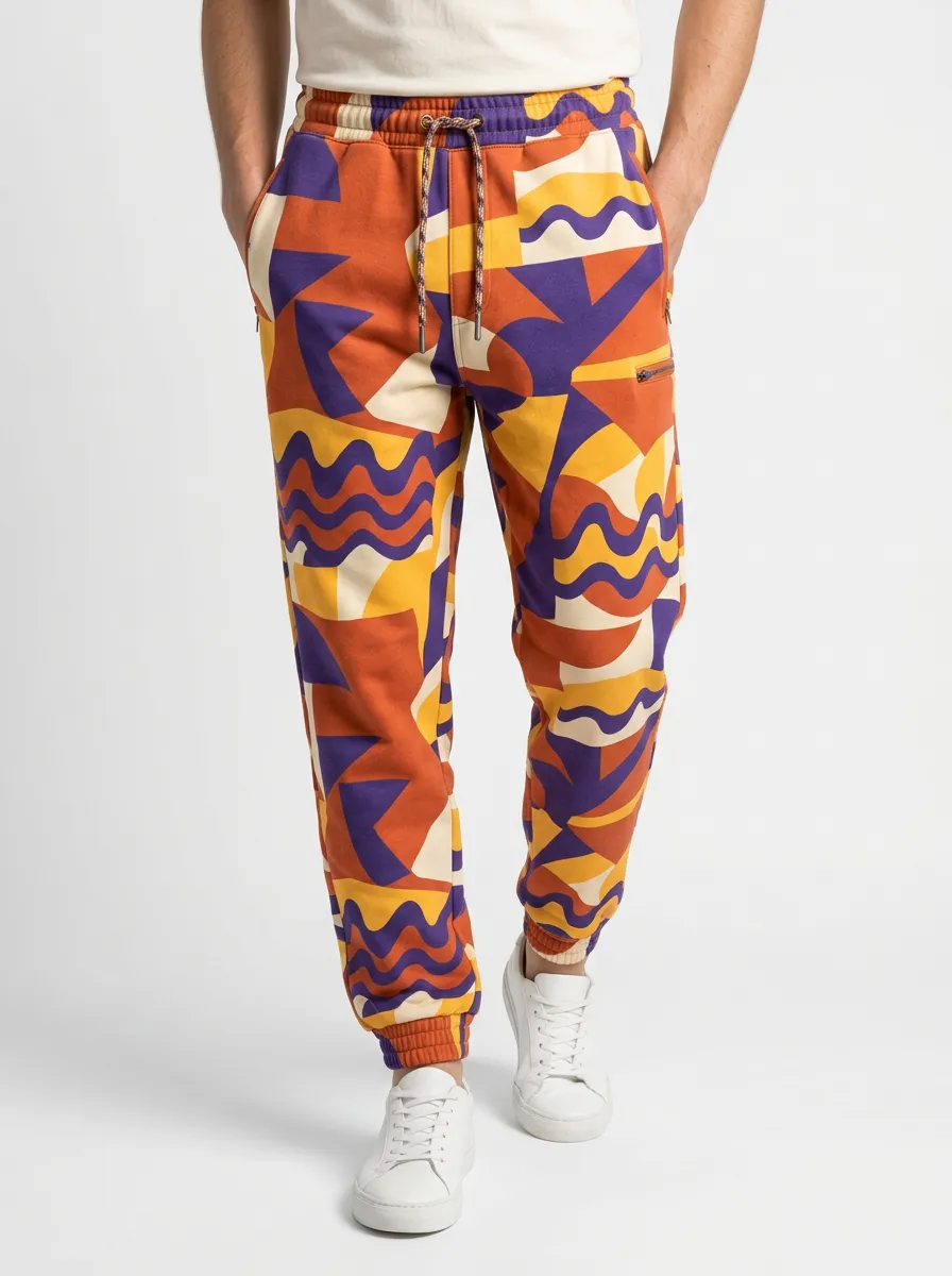 Men's Geometric Contemporary Print Drawstring Joggers