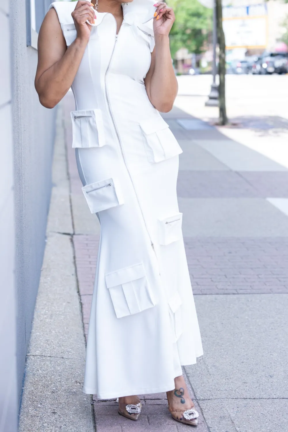 Zipper Pocket Dress - Plus Size Available