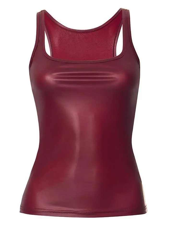 Square-Neck Crew-Neck Slim-Fit Tank Top