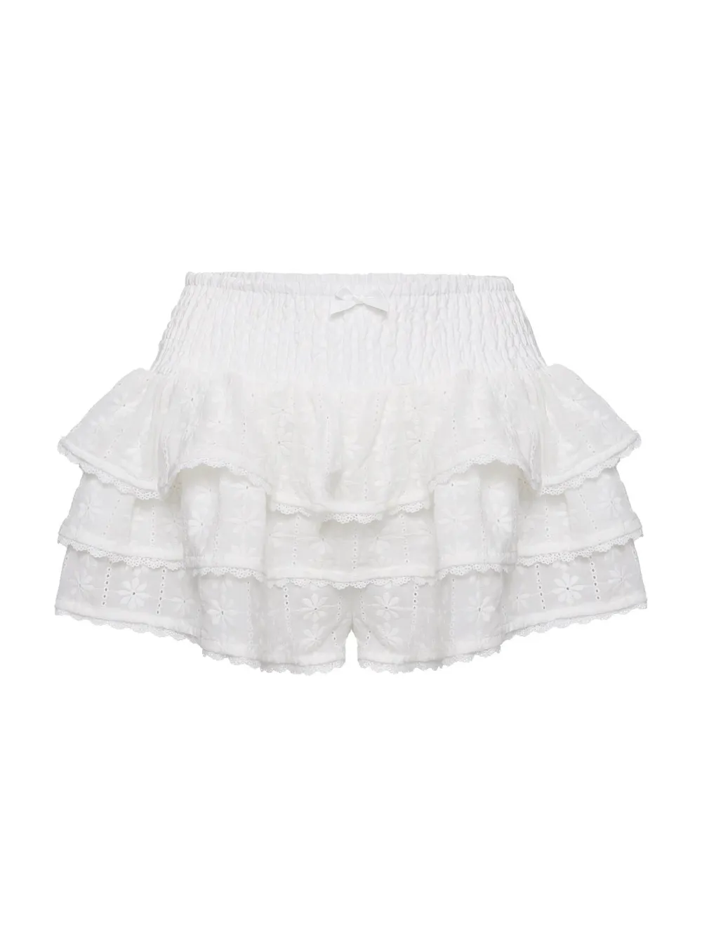 White Tiered Floral Skort