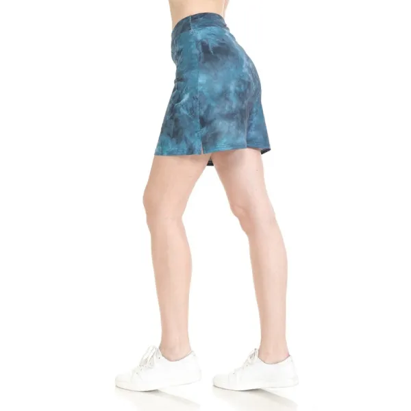 Deep Blue Tie-Dye Side-Slit Active Shorts