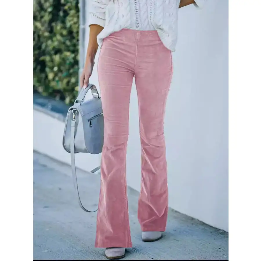 Full Size Corduroy Flare Pants Plus Size