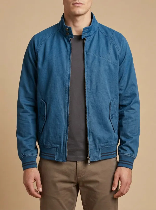 Solid Color Zip Bomber Collar Jacket