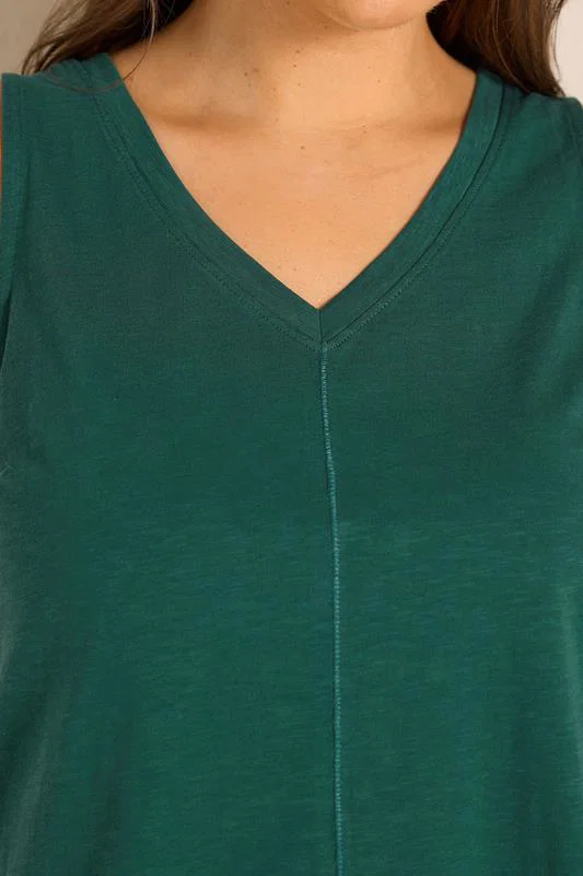 Teal Green Premium Cotton Vest Top detail 3