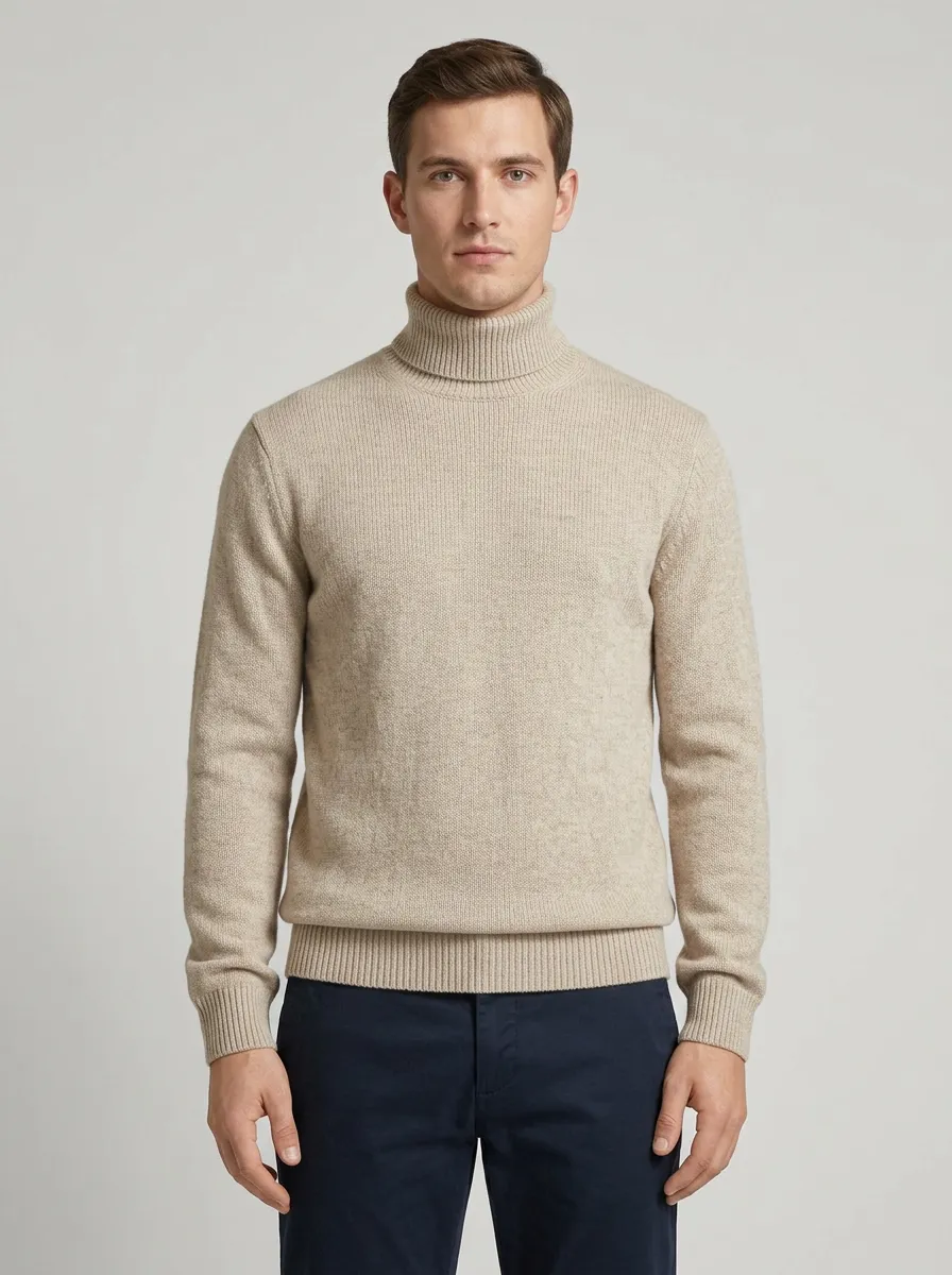 Men's Refined Everyday Ribbed Knit Turtleneck Sweater