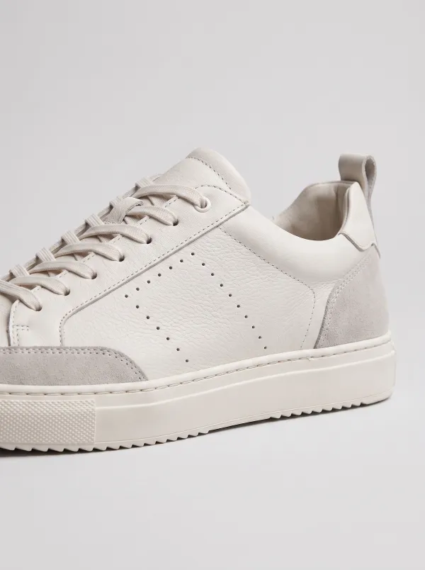 Leather-Panel Lace-Up Paneled Men's Athletic Sneakers