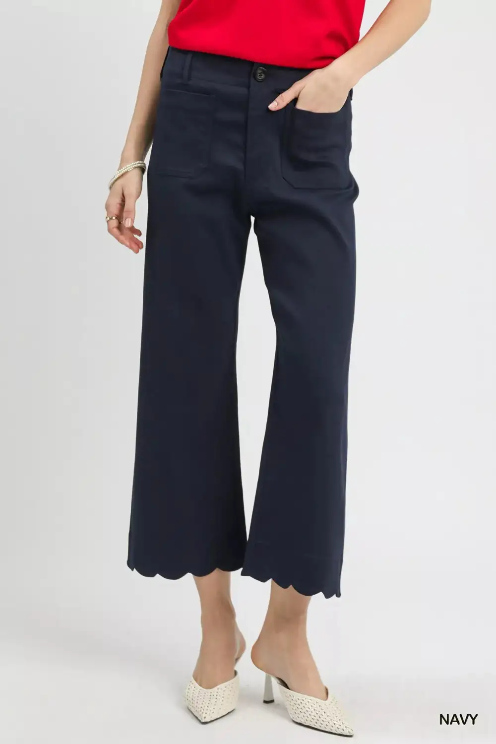 Wide Leg Pocketed Casual Pants